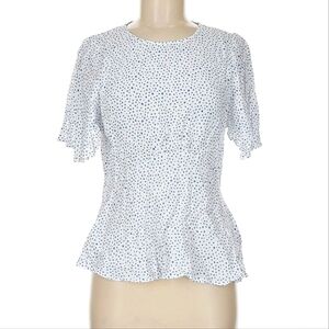 Gianni Bini White and Navy Dotted Blouse